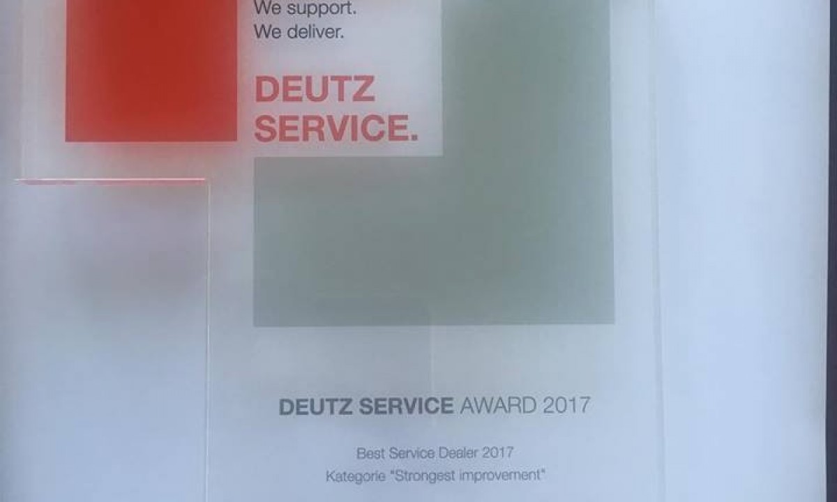 Награда от DEUTZ за Константин и синове ООД